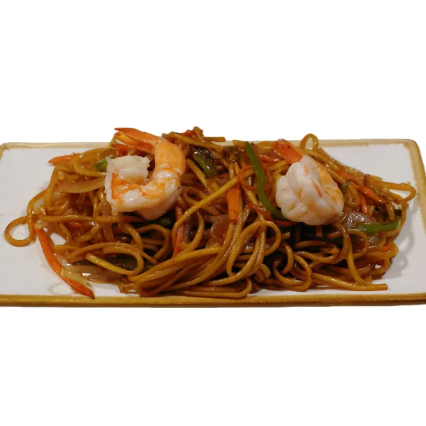 Tallarines con langostinos